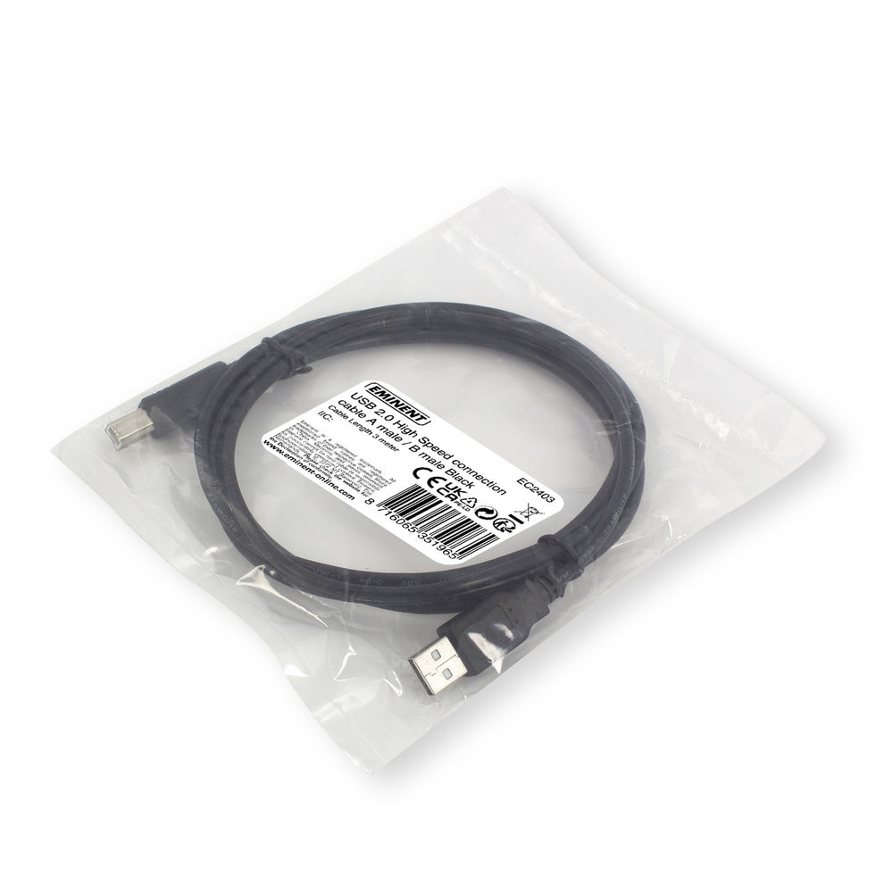 OEM USB 2.0 High Speed Connection Cable, 3 Meter Black