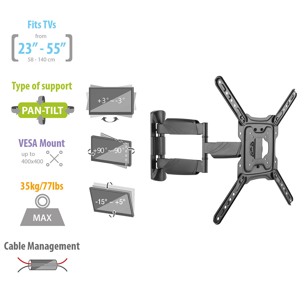 Easy Turn TV Wall Mount L with 3 pivot points