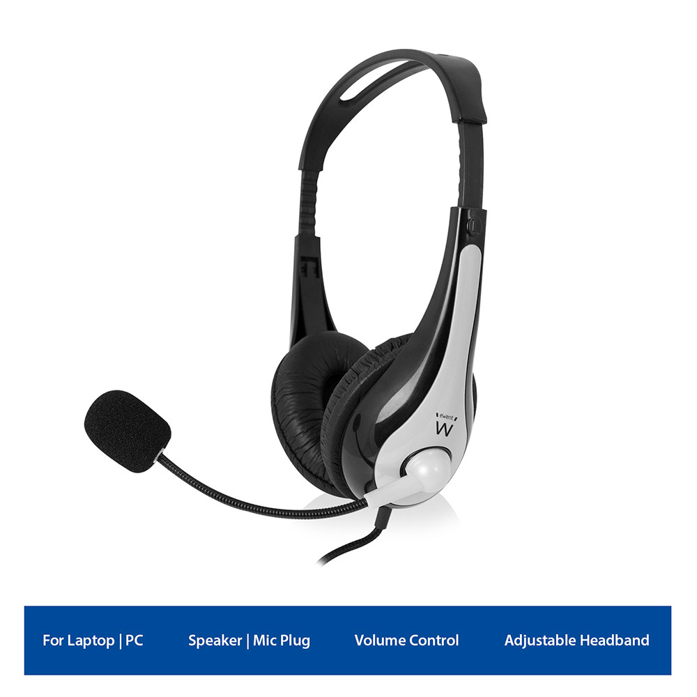 Stereo headset with microphone and volume control