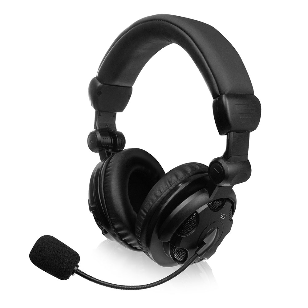 Over-ear stereo headset with microphone and volume control