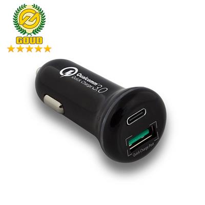 2-Port USB-C and USB-A Car Charger 36W with Power Delivery and Quick Charge