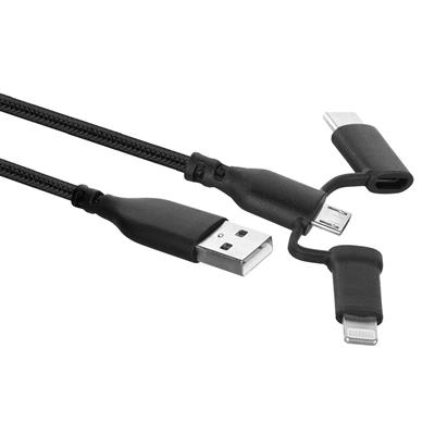 3-in-1 USB-A to Lightning, USB-C and micro USB cable