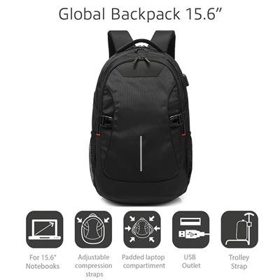 Global Notebook Backpack 15.6 inch with USB Outlet