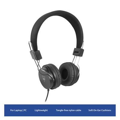 Foldable on-ear headphones with soft ear cushions and adjustable headband