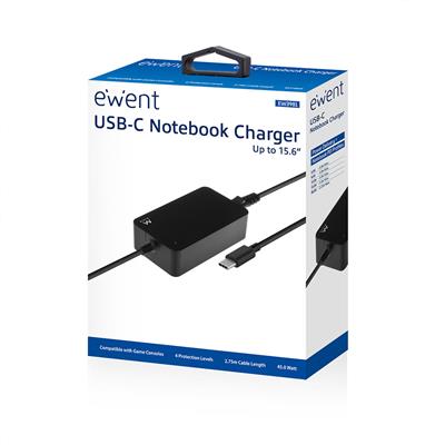USB-C notebook charger with PD profiles 45W