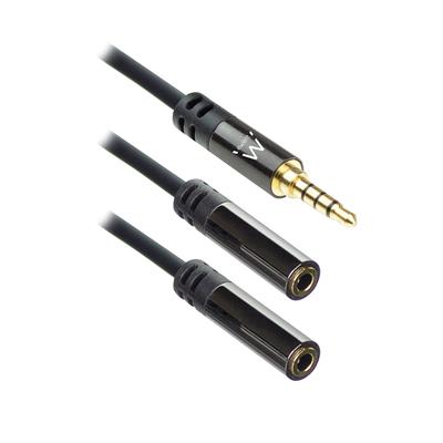 Stereo headset adapter cable, 2x 3.5mm female to 3.5mm male